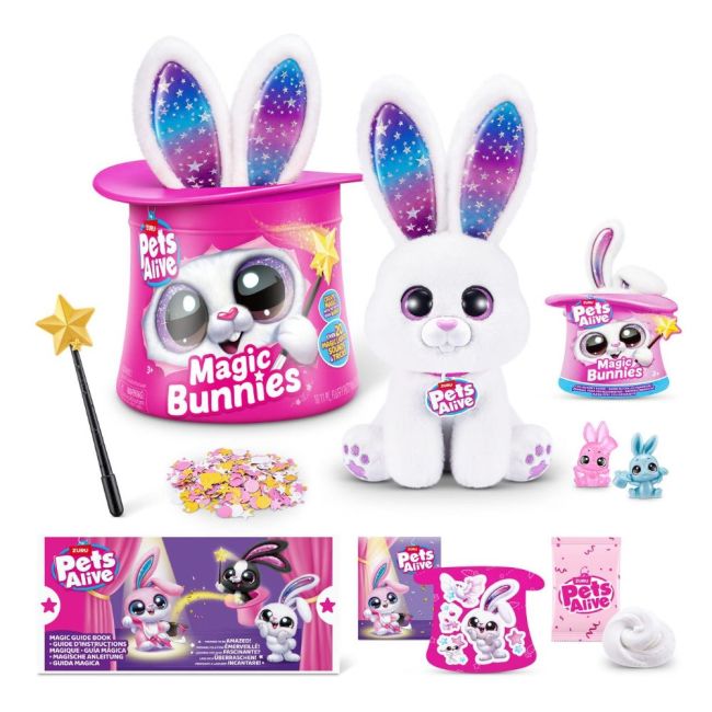 Pets Alive - Jucarie de plus interactiva cu accesorii surpriza, Iepurasul Magician, diverse modele BKF9549
