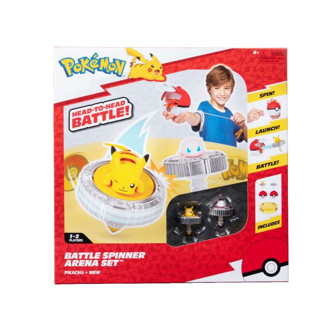Pokemon - Set de joaca Battle Spinner cu doua figurine (Pikachu #1, Mew, Poké Ball, & Poké Ball) BKFPKW4403