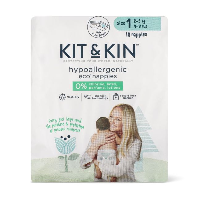 Scutece Hipoalergenice Eco Kit&Kin, Marimea 1, 2-5 kg, 10 buc TNAKKS1NAPPIESTP