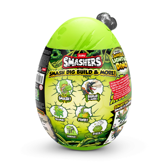 Smashers - Mega Ou surpriza cu peste 26 accesorii, Dino Jurassic Light-Up BKF74108