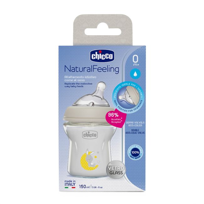 Biberon hranire din sticla Chicco Natural Feeling, 150ml, 0luni+ CHC8121130-7