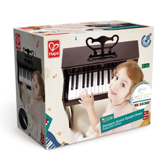 Jucarie din lemn - Pian electronic negru inalt