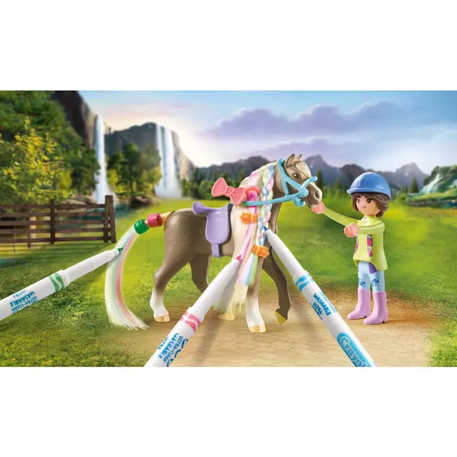 Playmobil - Cal cu par si creioane Crayola ARTPM71640