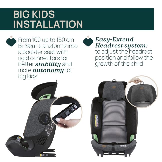 Scaun auto Chicco Bi-Seat i-Size Air cu baza Isofix, Graphite (gri), 40-150 cm (de la nastere pana la 12 ani) CHC87050-8_GRAPHITE