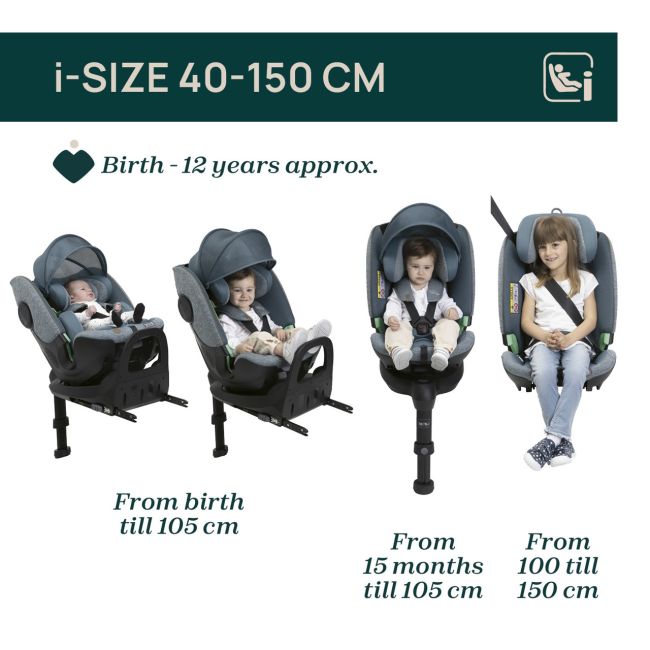 Scaun auto Chicco Bi-Seat i-Size Air cu baza Isofix, Graphite (gri), 40-150 cm (de la nastere pana la 12 ani) CHC87050-8_GRAPHITE
