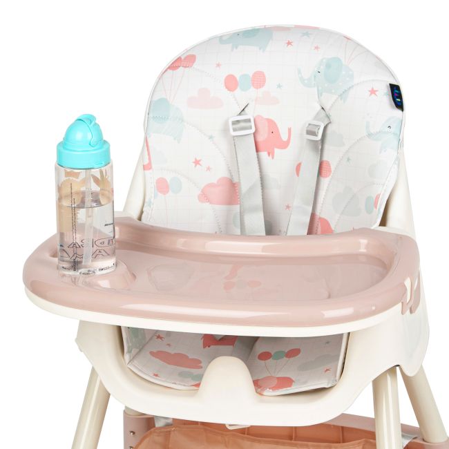 Scaun de masa 2 in 1 Juju Eat&Smile, Pink-Elephants JUJJU1027-Pink-Elephants