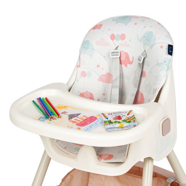 Scaun de masa 2 in 1 Juju Eat&Smile, Pink-Elephants JUJJU1027-Pink-Elephants