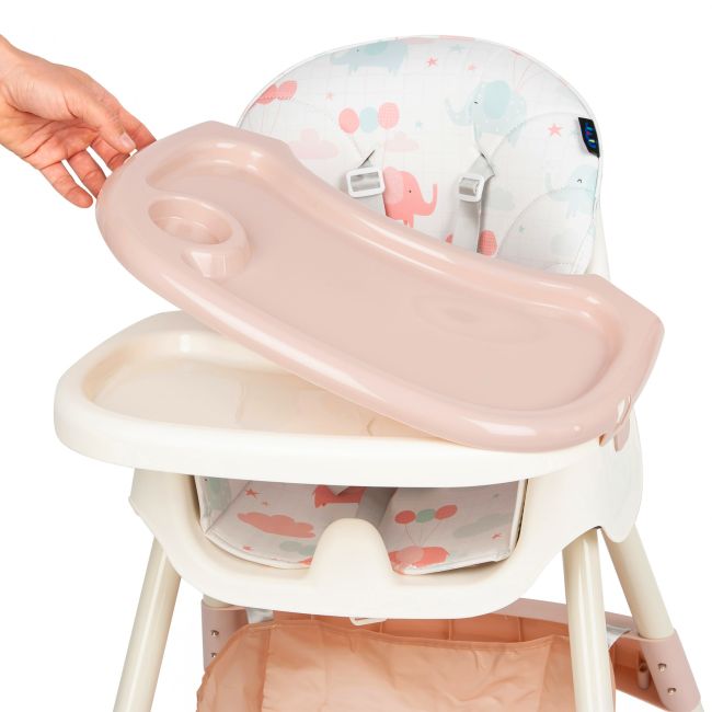 Scaun de masa 2 in 1 Juju Eat&Smile, Pink-Elephants JUJJU1027-Pink-Elephants