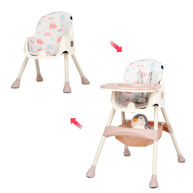 Scaun de masa 2 in 1 Juju Eat&Smile, Pink-Elephants JUJJU1027-Pink-Elephants