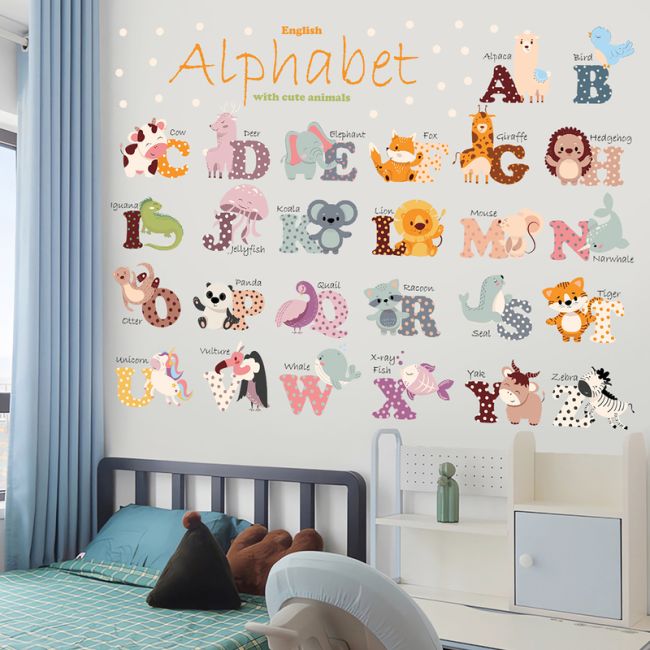 Sticker Decorativ Pentru Copii, Autoadeziv, Alfabetul Animalelor, 65 x 100 cm EKDWS63050