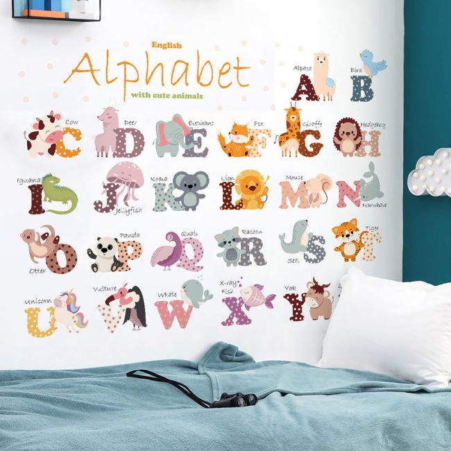 Sticker Decorativ Pentru Copii, Autoadeziv, Alfabetul Animalelor, 65 x 100 cm EKDWS63050