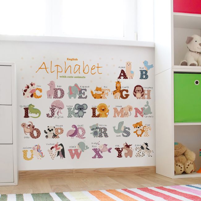 Sticker Decorativ Pentru Copii, Autoadeziv, Alfabetul Animalelor, 65 x 100 cm EKDWS63050