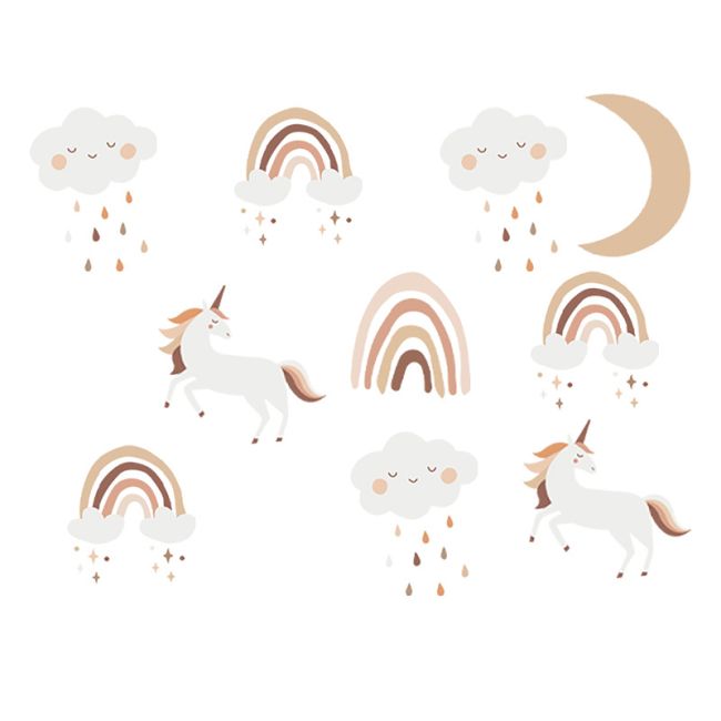 Sticker Decorativ Pentru Copii, Autoadeziv, Unicorni si Curcubeu, 54x86 cm EKDWS63048