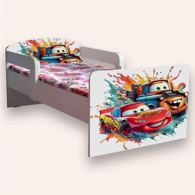 Pat Cars (Fulger Mcqueen Si Bucsa) 2-8 Ani Cu Manere Cu Saltea Inclusa 140x70 Cmg49440805355860