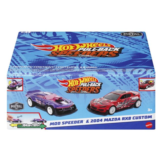 HOT WHEELS SET 2 MASINUTE METALICE PULL BACK MOD SPEEDER SI 2004 MAZDA RX8 CUSTOM 1:43 VIVMTHPR91_HWH53