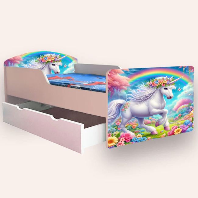 Pat fete Unicorn 2 Mare 2-12 Ani Cu Sertar Varianta fara Saltea Cmg49440727826772