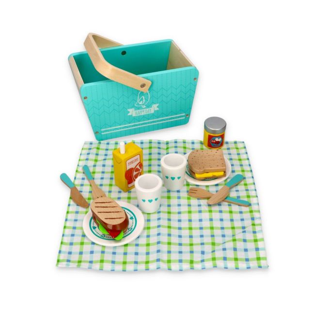 Set de joaca 26 piese din lemn, cos pentru picnic Lelin L40203 SUPL40203