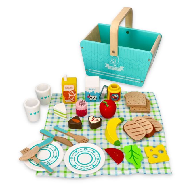 Set de joaca 26 piese din lemn, cos pentru picnic Lelin L40203 SUPL40203