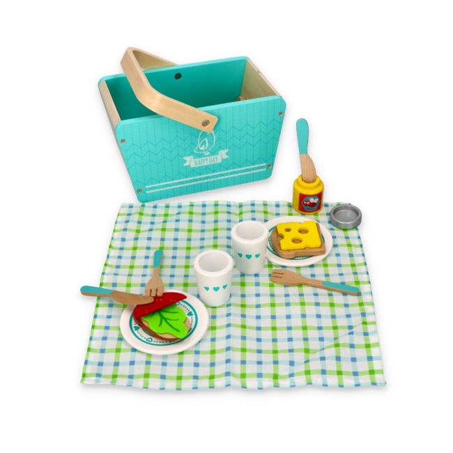 Set de joaca 26 piese din lemn, cos pentru picnic Lelin L40203 SUPL40203