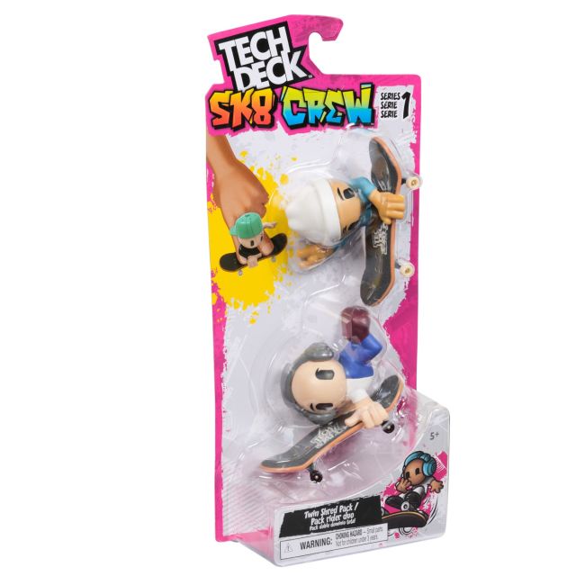 TECH DECK SK8 CREW PACHET 2 SETURI PLITA SI FIGURINA 9.6CM CASCA ALBA SI CASTI GRI VIV6071061_20148775