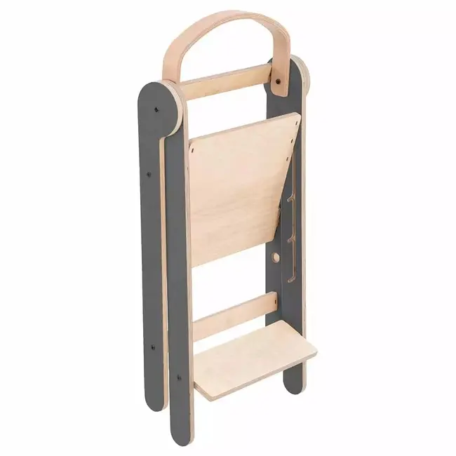 Turn de invatare pliabil MamaToyz Learning Tower din lemn, Gri JEMMtyz_fold_gri