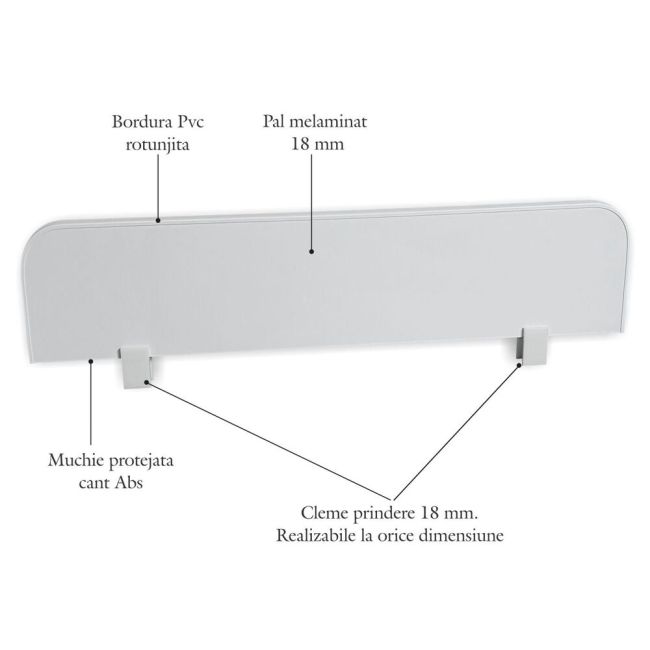 Paravan Detasabil Protectie Pat Copii - Alb 70 X 18 Cm - ASC-par-18