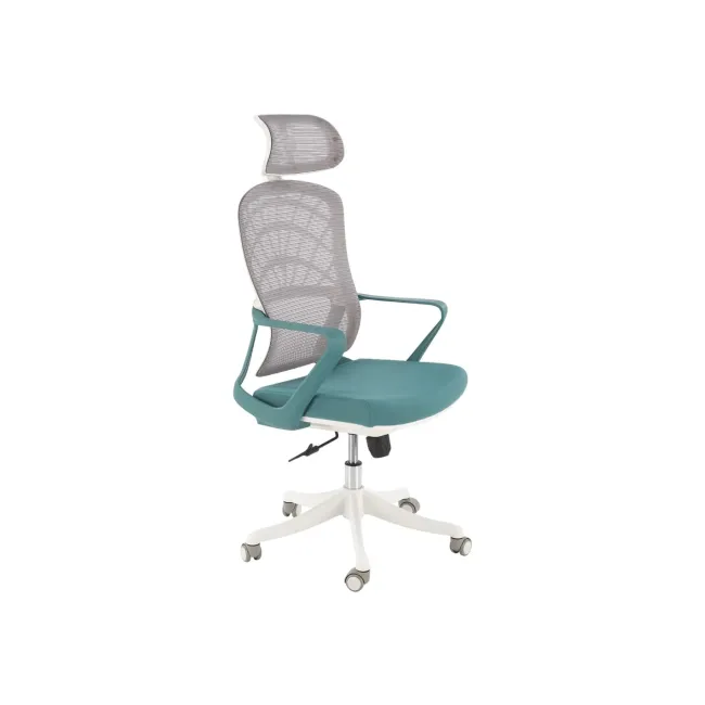 Scaun birou egonomic hm vesuvio 2, mesh, mecanism balans, baza polipropilena, suport lombar, tetiera reglabila, 120 kg, turcoaz/gri/alb drm10380