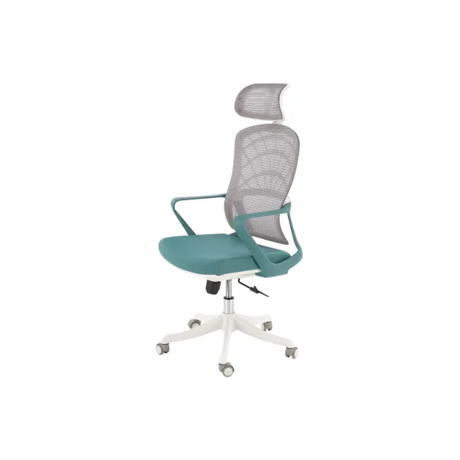 Scaun birou egonomic hm vesuvio 2, mesh, mecanism balans, baza polipropilena, suport lombar, tetiera reglabila, 120 kg, turcoaz/gri/alb drm10380