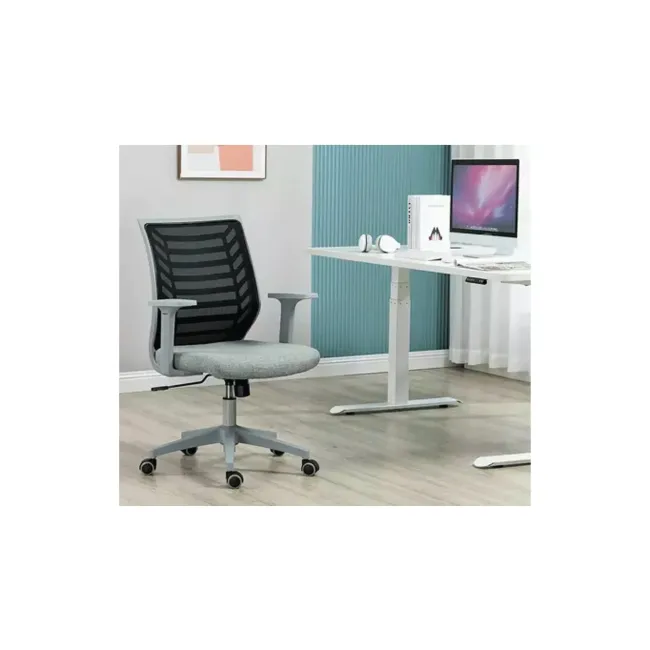 Scaun birou egonomic sl q320, mesh, mecanism inclinare, baza polipropilena, suport lombar, roti cauciucate, 90 kg, negru/gri drm10379