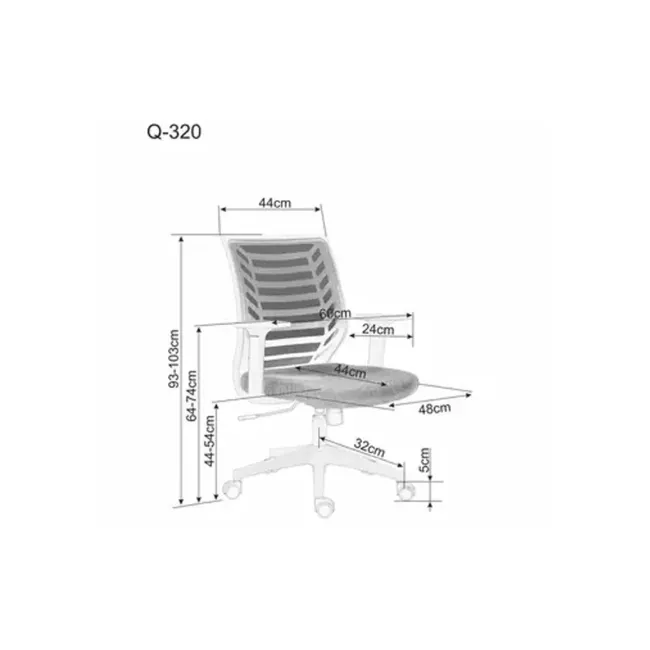 Scaun birou egonomic sl q320, mesh, mecanism inclinare, baza polipropilena, suport lombar, roti cauciucate, 90 kg, negru/gri drm10379