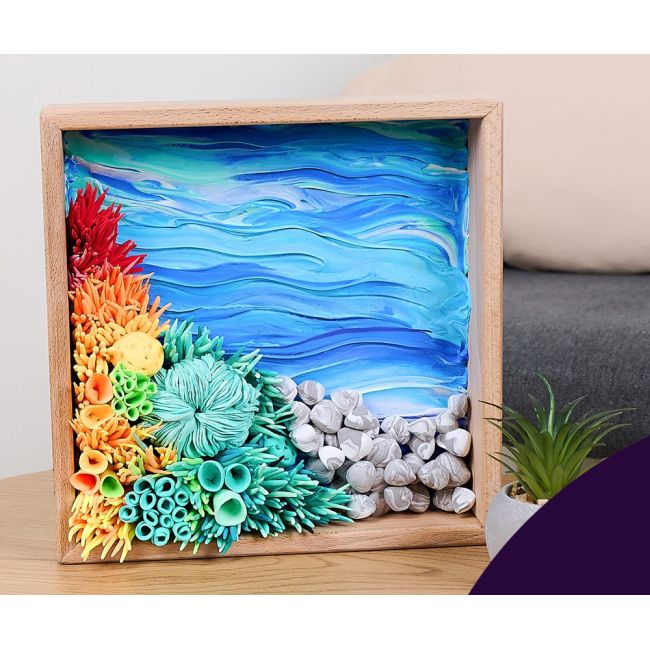 Set creatie Wood &amp; Craft - Succulents, 21*21cm - Ocean Calm KRTOK10015
