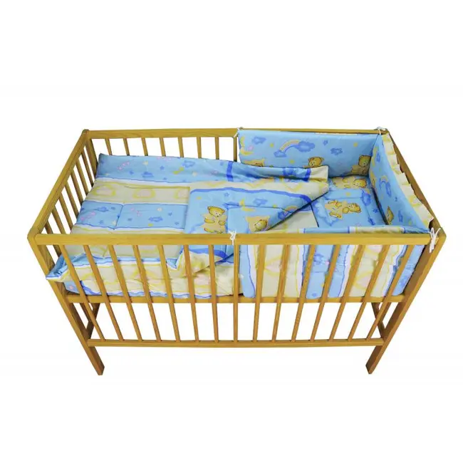 Lenjerie MyKids Teddy Curcubeu Albastru 4 Piese 120x60 - MYK00004962