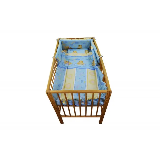 Lenjerie MyKids Teddy Curcubeu Albastru 4 Piese 140x70 - MYK00004961