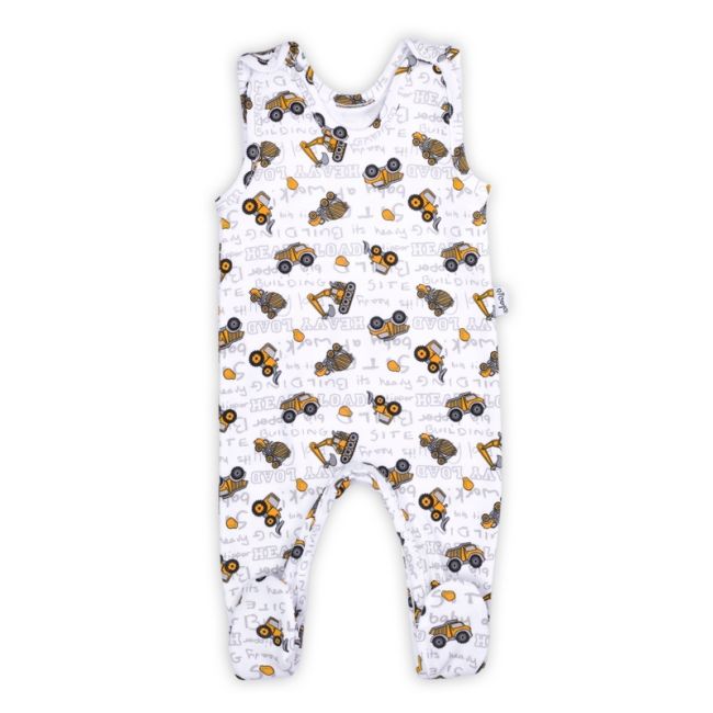 Romper de bumbac 100% (181023) Colectia "Big Trucks" 2021 Alba Marimea 74 PMICNICOL-181023-74