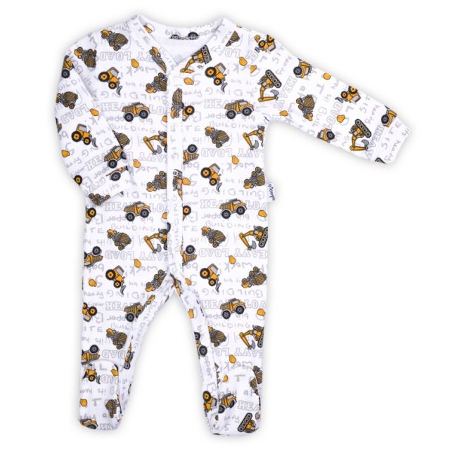 Romper de bumbac 100% Colectia "Big Trucks" 2021 Alba Marimea 56 PMICNICOL-181031-56