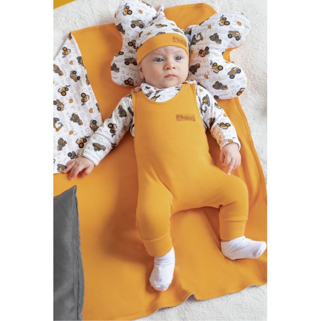 Salopeta de bumbac 100% (181024) Colectia "Big Trucks" 2021 Galbena Marimea 62 PMICNICOL-181024-62