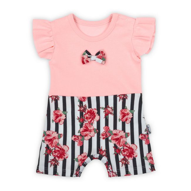 Romper de vara cu maneca scurta (184152) Nicol Nana Flori/Dungi/Roz mar. 68 PMICNICOL-184152-68
