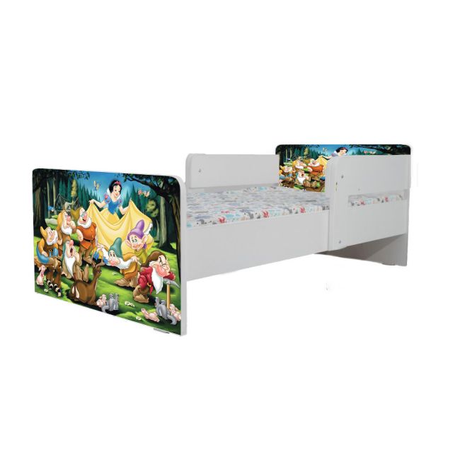 Pat Copii Alba Ca Zapada 2-16 Cu Paravane Dubla Protectie si Cu Saltea SafeNest 180x80 Cm  Ptv6860