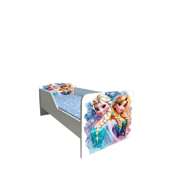 Patut Pentru Fetite 2-6 Ani, Ana Si Elsa, Model Sleepy, Cu Saltea SafeNest 130x60 Cm Ptv6618