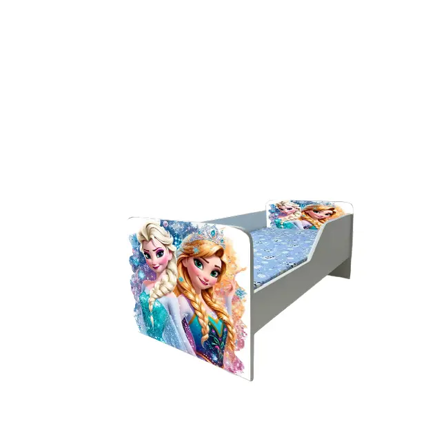 Patut Pentru Fete 2-8 Ani Cu Ana Si Elsa, Model Sleepy, Cu Saltea SafeNest de 140x70 Cm Inclusa Ptv6626