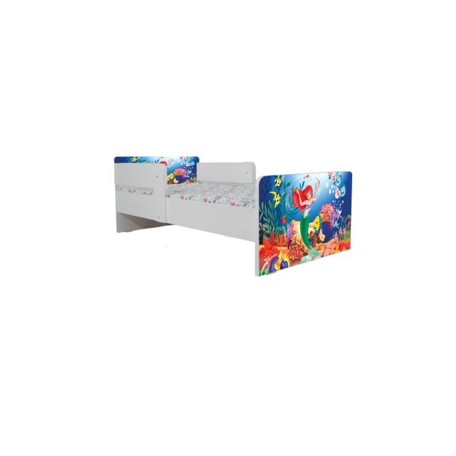 Pat Copii Ariel 3 Cu Paravane Dubla Protectie si Cu Saltea SafeNest 160x80 Cm  Ptv6908
