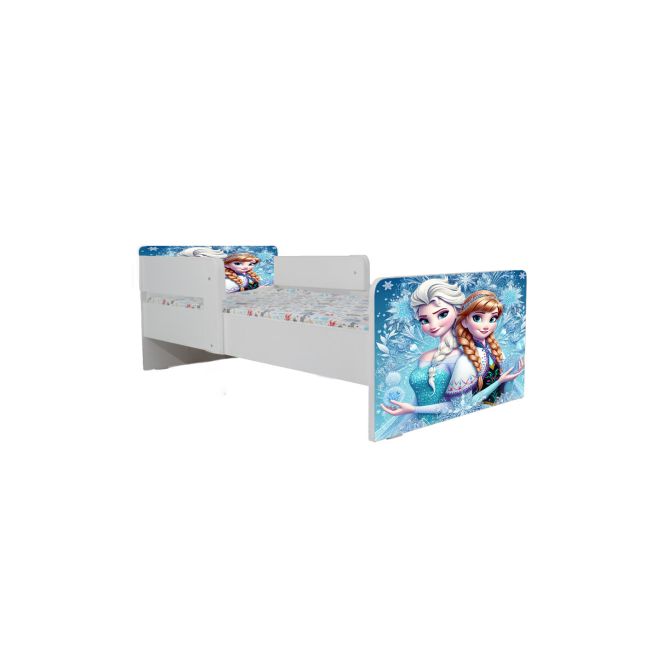 Patut Mic Pentru Fetite Elsa Si Ana, Dubla Protectie, Cu Saltea De 130x60cm Inclusa Ptv6829
