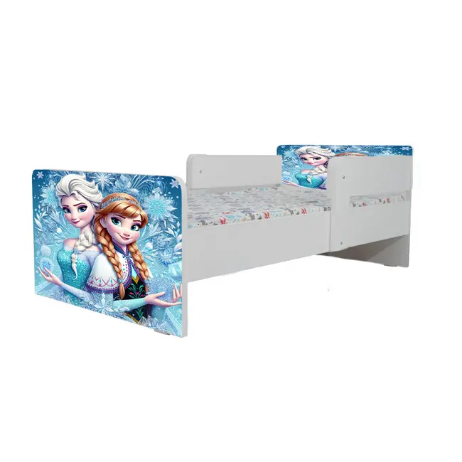 Pat Fete 2-12 Ani Cu Elsa Si Ana, Dubla Protectie, Saltea SafeNest de 160x80 Cm Ptv6840