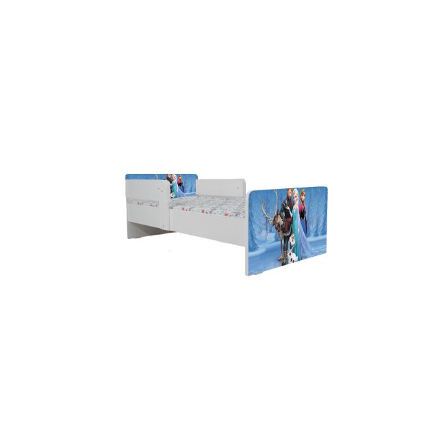 Pat Copii Frozen Cu Paravane Dubla Protectie si Cu Saltea SafeNest 140x70 Cm  Ptv7016