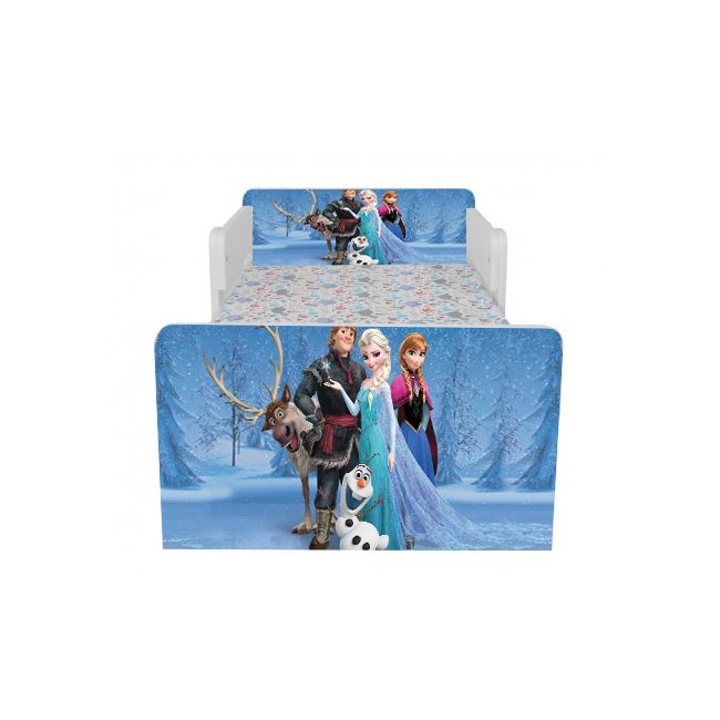 Pat Copii Frozen Cu Paravane Dubla Protectie si Cu Saltea SafeNest 140x70 Cm  Ptv7016