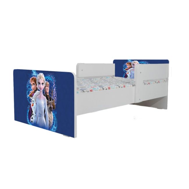 Pat Pentru Fetite 2-8 Ani Frozen 4, Cu Dubla Protectie Si Saltea SafeNest de 140x70 Cm Ptv7073
