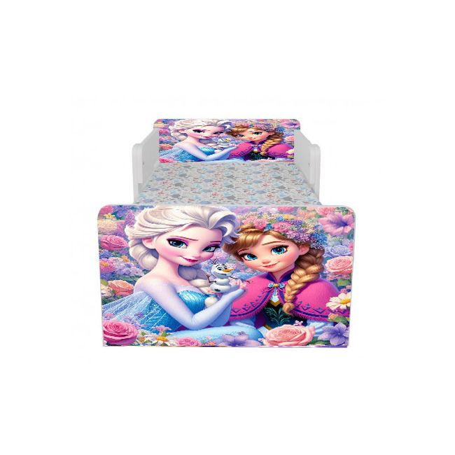 Patut Pentru Fete 2-8 Ani Frozen Flowers, Cu Dubla Protectie Si Saltea De 140x70 Cm Ptv6820