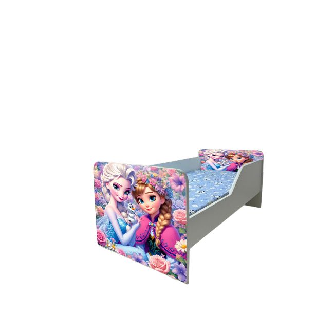 Patut Pentru Fete 2-8 Ani Frozen Flowers, Model Sleepy, Cu Saltea 140x70 Cm Ptv6570