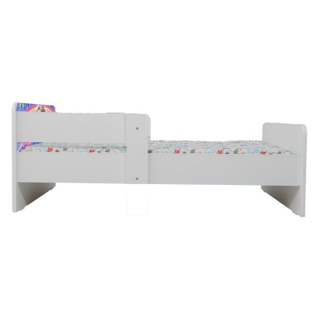 Pat Copii Frozen Rainbow 2-12 ani Cu Paravane Dubla Protectie si Cu Saltea SafeNest 160x80 Cm  Ptv6805