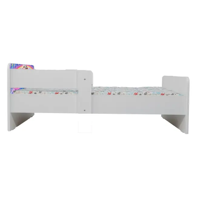 Pat Copii Frozen Rainbow 2-12 ani Cu Paravane Dubla Protectie si Cu Saltea SafeNest 160x80 Cm  Ptv6805